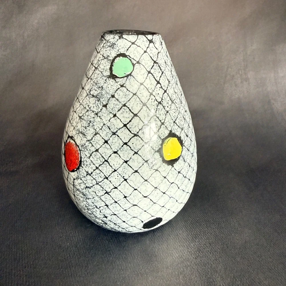 Bitossi Italian Art‎ Pottery Crackle Glaze Vase Polka Dot Mid Century